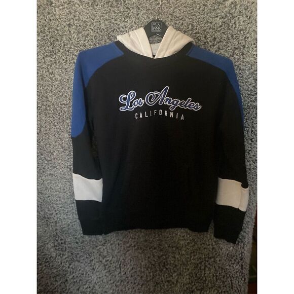 Los Angeles Unisex Bleu Hoodie Los Angeles California Script Pullover - Picture 1 of 9